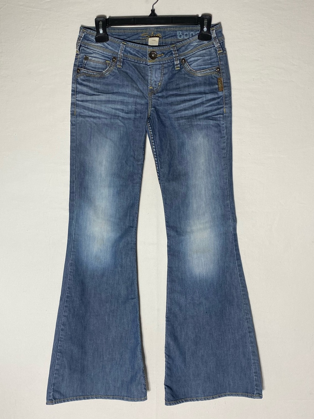Vintage Y2K Silver Jeans Bondi Wide Flare LegMed Wash Denim Jeans 26 Festival